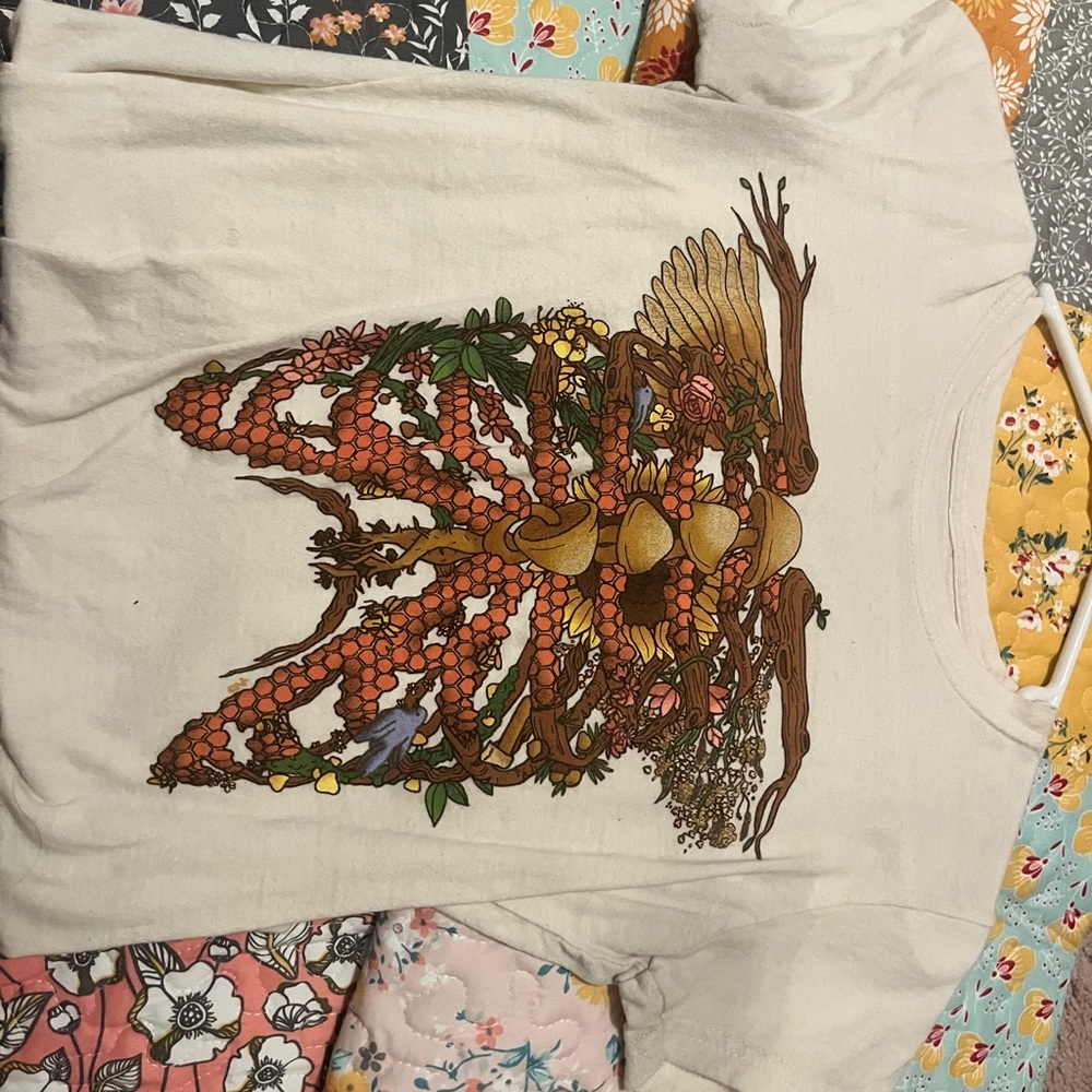 hot topic, small floral skeleton shirt